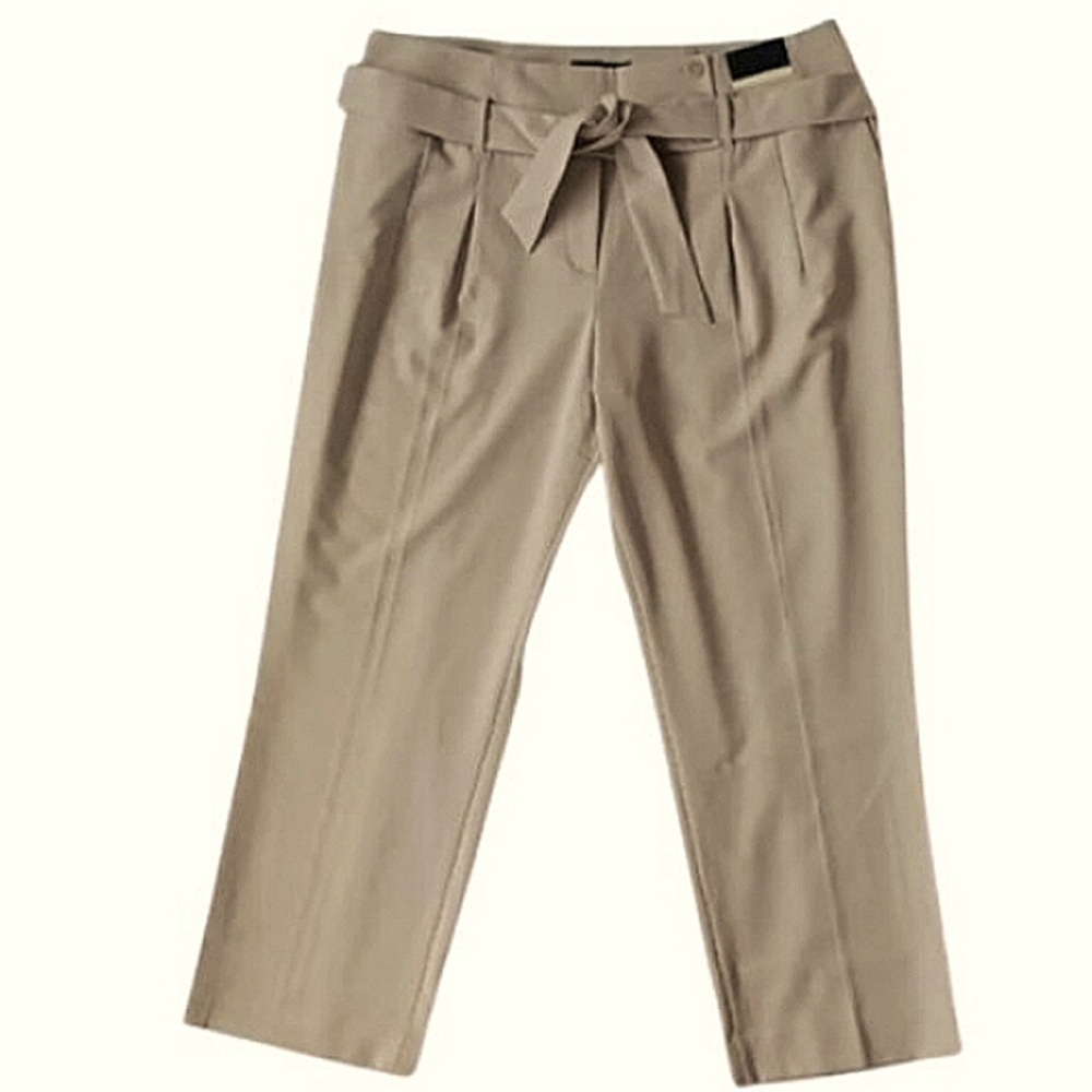 Lane Bryant Tan Cropped Tie-Waist Ankle Pants